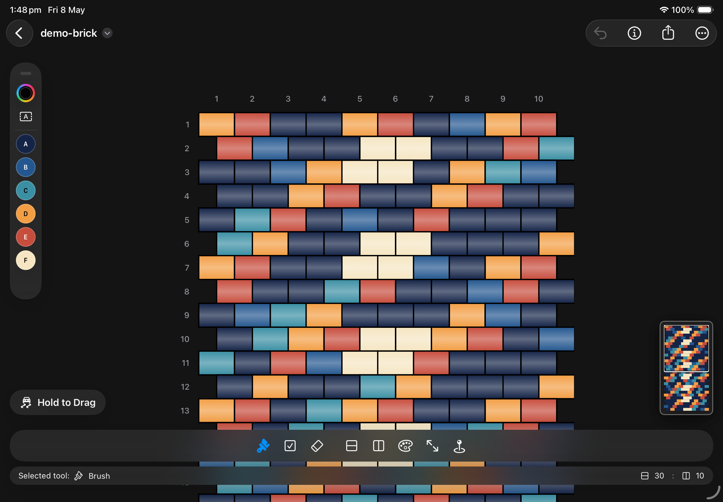 Beadly on iPad showing the editing workspace