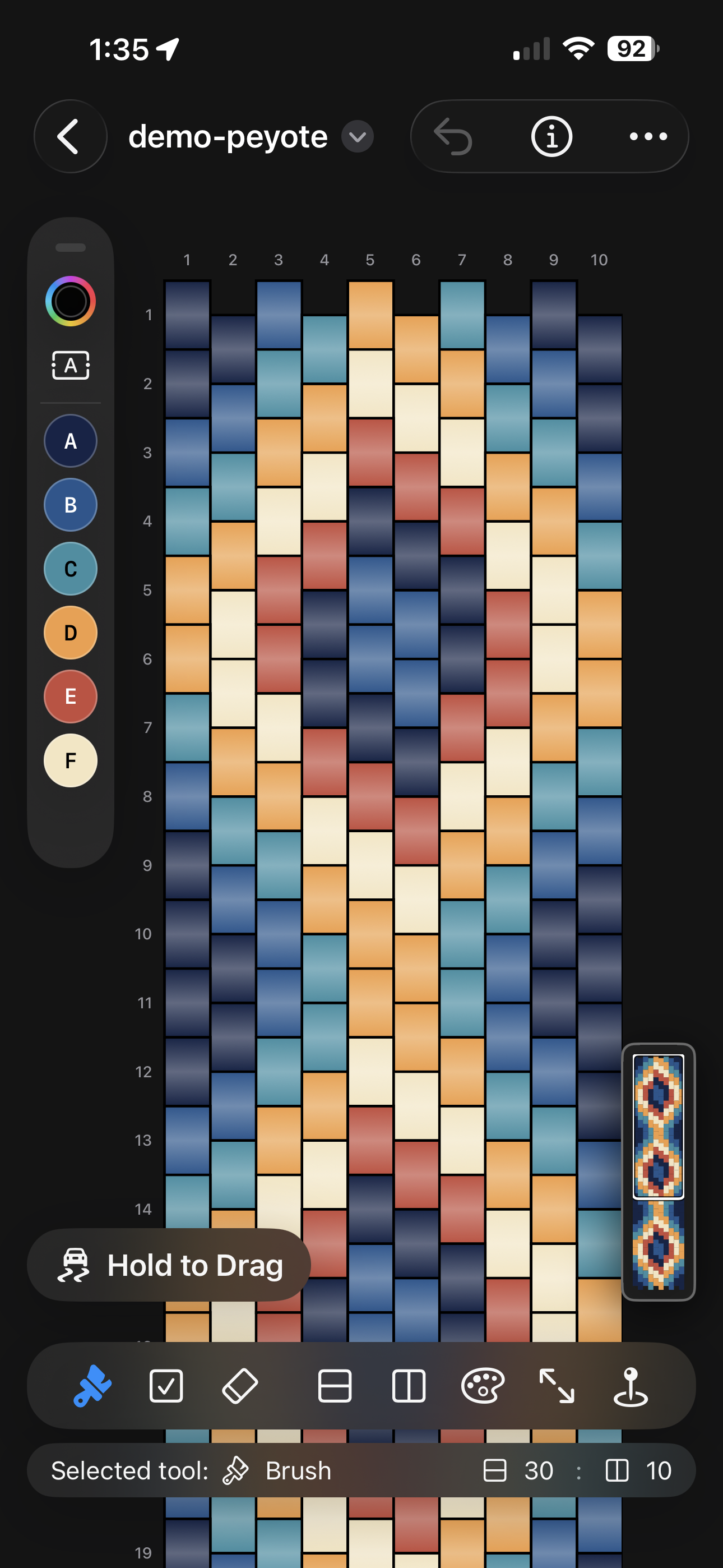 Beadly on iPhone showing a peyote pattern design