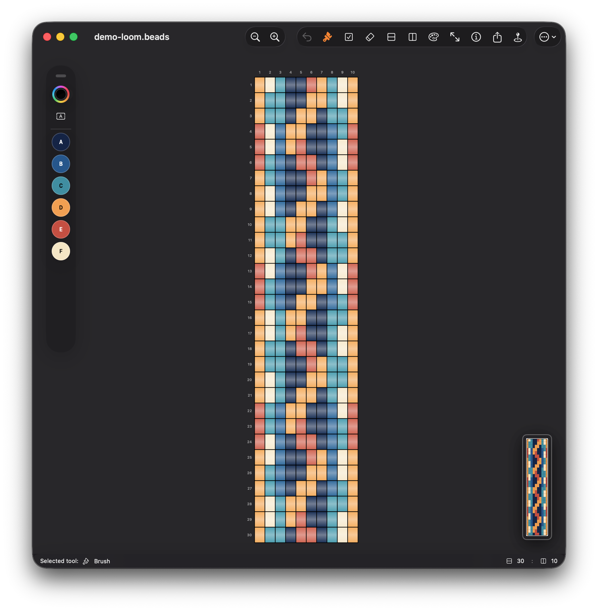 Beadly on macOS showing print preview or export summary